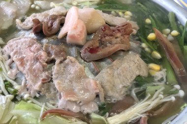 Thai barbekü büfesi domuz eti, et, sebze