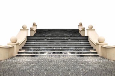 Beyaz arka planda Roma tarzı merdivenler