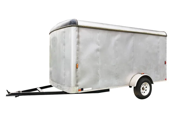 Metin için boşluk olan beyaz arkaplanda izole edilmiş beyaz römork