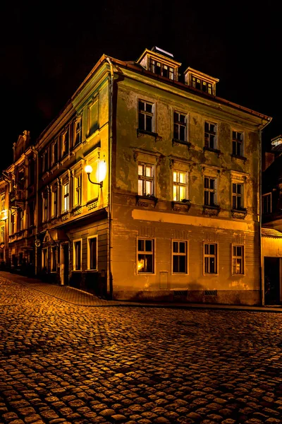 Vista Nocturna Una Ciudad Loket Loket Castle Hrad Loket Burg —  Fotos de Stock