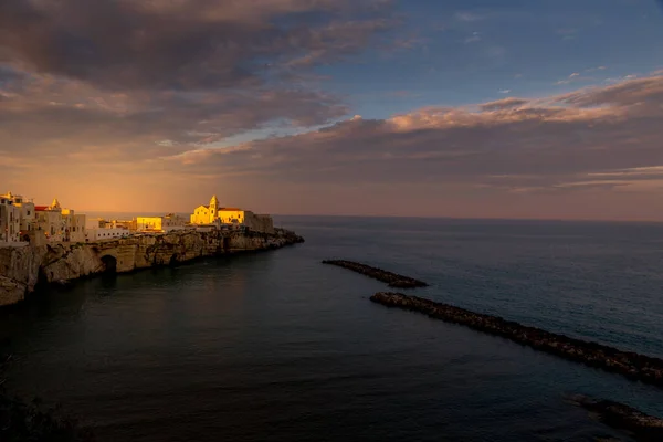 Vieste Vacker Kuststad Klipporna Apulien Kyrkan San Francesco Vieste Garganohalvön — Stockfoto