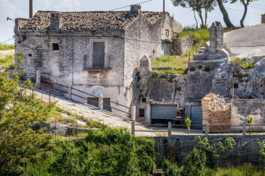 Monte Sant'Angelo'da manzara, Foggia eyaletinin antik köyü, Apulia (Puglia), İtalya.