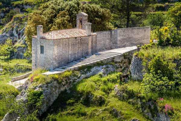 Vista Panorámica Monte Sant Angelo Antiguo Pueblo Provincia Foggia Apulia — Foto de Stock