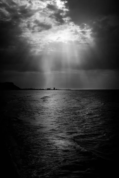 Été Ciel Dramatique Avec Orage Sur Mer Large Péninsule Gargano — Photo