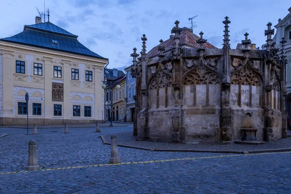 Gothic Stone Fountain Located Square Historic City World Heritage Site — Stock Photo, Image