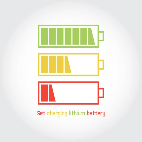 Jeu de charge batterie au lithium . — Image vectorielle