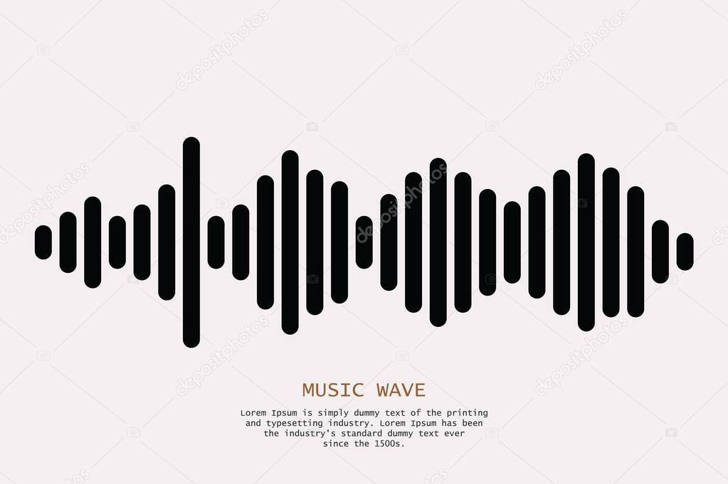 Black sound wave. Isolated design symbol. Pulse music player. Isolated audio logo. Vector equalizer element.