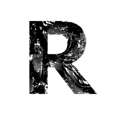 Grunge Harfi R. Kara Yazı Tipi Taslak Stili Sembolü