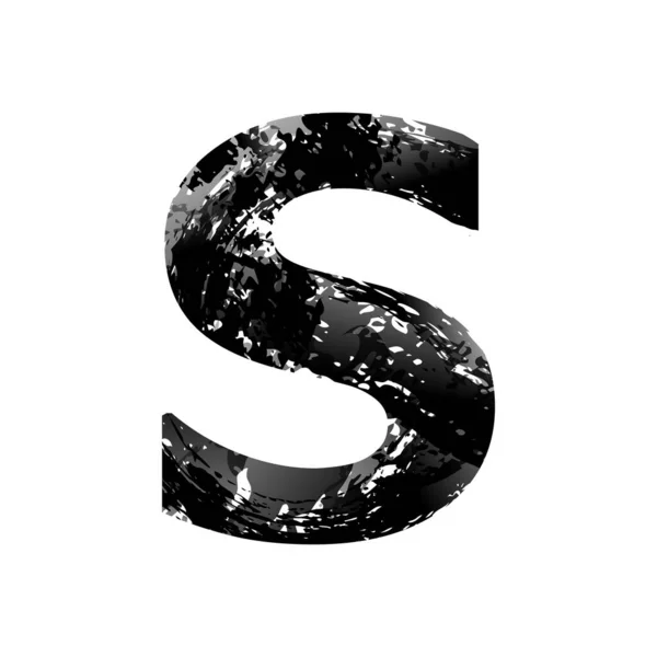 Grunge Letter S. Black Font Sketch Style Symbol — Stock Photo, Image