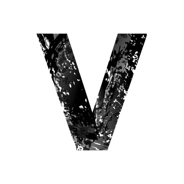 Grunge Letter V. Black Font Sketch Style Symbol — Stock fotografie