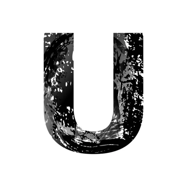 Grunge U. levele Fekete betűtípus Sketch Style Symbol — Stock Fotó