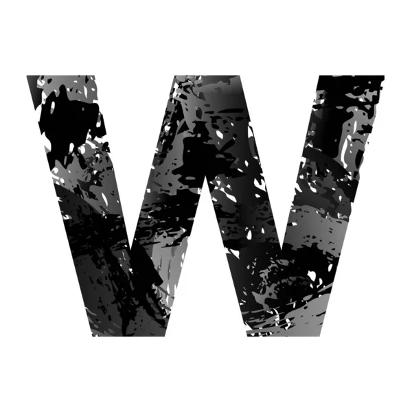 Grunge Letter W. Black Font Sketch Style Symbol — Stock Photo, Image