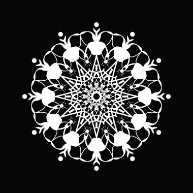 Mandala desen beyaz iyi ruh hali. Çiçek yuvarlak dekoratif sembolü.