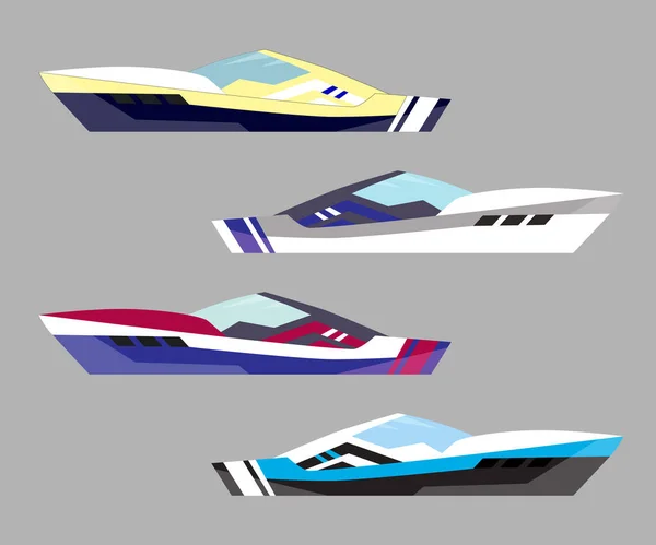 Version modern yacht icons. Ship at sea transport, shipping boat. Vector illustration — 스톡 벡터