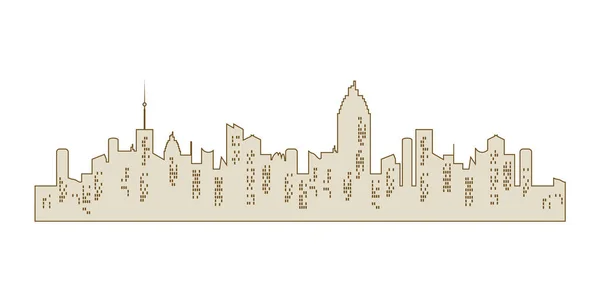 Stadslandskapets siluett. Modern stad på vit bakgrund — Stockfoto