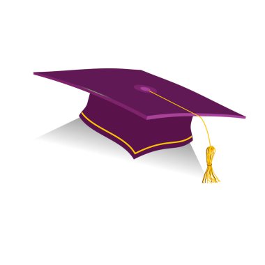 Burgundy Education Cap with golden elements. Marsala graduation student hat