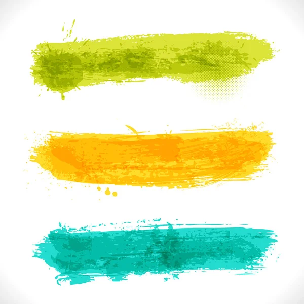 Fırça boyası deseni. Grunge Suluboya Sancakları. Üç Renkli Sanat Özgeçmişi — Stok fotoğraf