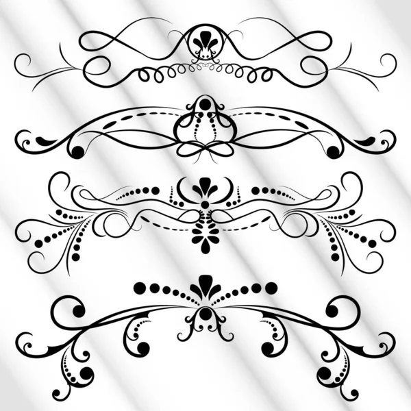 Set hitam hiasan halaman dekorasi elemen panji, bingkai, pembagi, ornamen dan pola. Koleksi klasik modern Desain elemen kaligrafi berputar-putar. Vektor - Stok Vektor