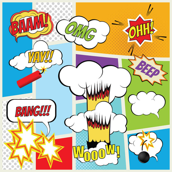 Взрывные элементы комиксов. Символы Jpeg Color
.