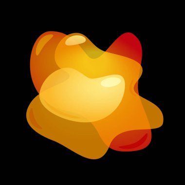 Turuncu 3d sıvı soyut elementler. Modern bulanıklık serbest renk gradyanı. Siyah üzerine hacimli organik şekiller. Jpeg illüstrasyonu