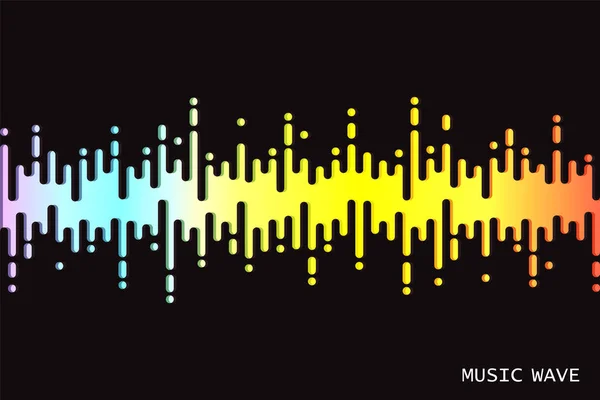 Logo Onda Colorida Audio Negro Reproductor Música Rainbow Pulse Símbolo — Vector de stock