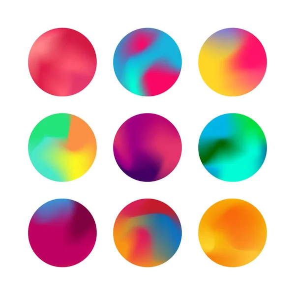 Set Gradienti Colorati Rotondi Pulsante Sfera Gradiente Olografico Arrotondato Collezione — Foto Stock
