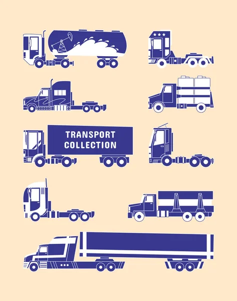 Φορτηγά Και Ρυμουλκούμενα Φορτηγά Και Ημι Φορτηγατζήδες Για Σχεδιασμό Infographic — Φωτογραφία Αρχείου