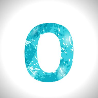 Yazı Tipi Sembolü O. Grunge Mavi Fırça Stili.