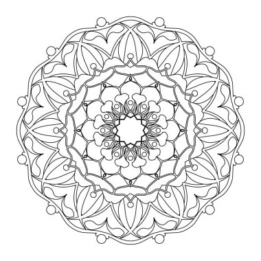 Boyama kitabı sayfası. Klasik dekoratif elementler. Siyah çiçekli bir desen. Soyut etnik motif. Jpeg