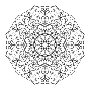 Boyama kitabı sayfası. Klasik dekoratif elementler. Soyut etnik motif. Tek renkli doğu motifi. Jpeg