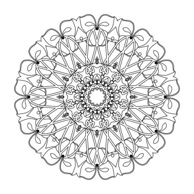 Boyama kitabı sayfası. Klasik dekoratif elementler. Soyut etnik motif. Tek renkli doğu motifi. Jpeg