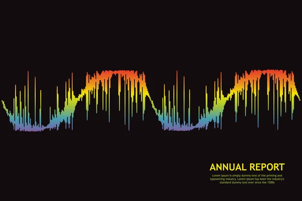 Хвильовий щорічний звіт про чорне. 3D Rainbow Pulse музичний плеєр. Символ дизайну рідини. Елемент векторного еквалайзера — стоковий вектор