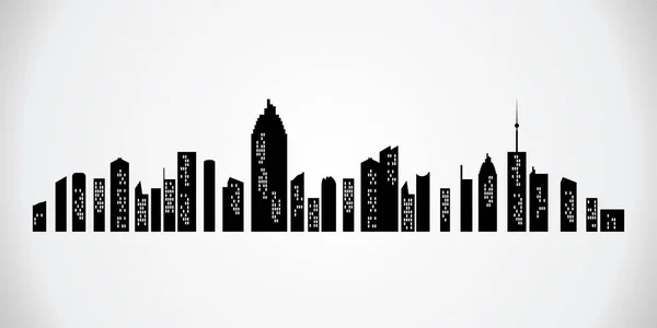 Zwarte stad silhouet. Nachtstad achtergrond. Stadslandschap — Stockfoto