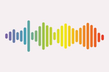 Renkli ses dalgaları. İzole tasarım sembolü. Gökkuşağı müzik arka planı. Müzik dalgası çalar. Renk eşitleyici ögesi. - Jpeg Illustration