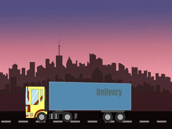 Delivery Truck City Background Transportation Shipping Freight Goods Jpeg Illustration — Stock Photo, Image