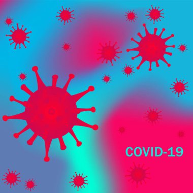 Coronavirus hastalığı COVID-19 enfeksiyonu. Patojen solunum gribi covid virüs hücreleri. Coronavirus hastalığının resmi adı COVID-19. Vektör illüstrasyonu.