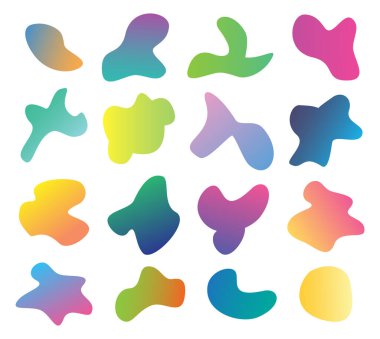 Modern soyut bulanık serbest biçim modeli, renkli organik sıvı boya tasarımı. Tasarım için izole edilmiş kimyasal dalga elementlerini ayarla. Moda sanat gradyan fütürist şekiller. Jpeg illüstrasyonu