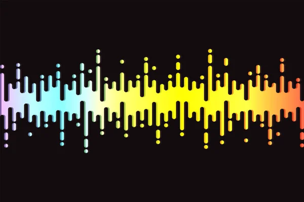 Logo de onda colorida de audio en negro. Reproductor de música 3D Rainbow Pulse. Símbolo de diseño fluido. Elemento de ecualizador Jpeg — Foto de Stock