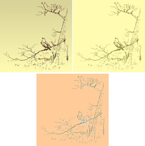 Nightingale Singing Branch — Stock Vector