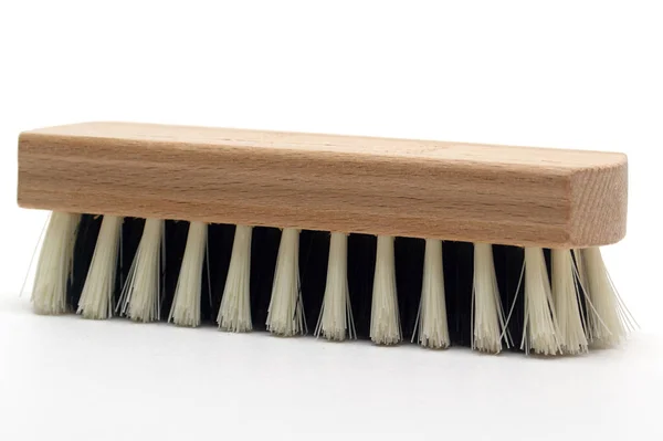 Clothes brush  with wooden handle isolated on white background — Stock Photo, Image