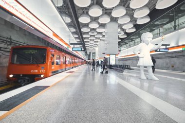 Helsinki, Finland - December 19 2017; Helsinki metro, Tapiola station