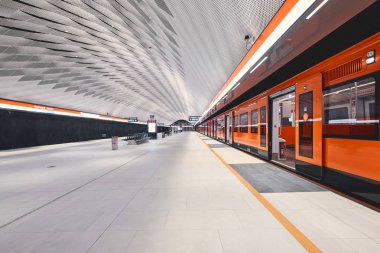 Helsinki, Finland - December 19 2017; Helsinki metro, station Matinkyl (Mattby)