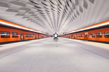 Helsinki, Finland - December 19 2017; Helsinki metro, station Matinkyl (Mattby)