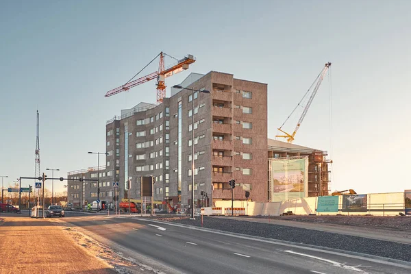 Espoo Finlandia Enero 2018 Obra Construcción Bonava Apartamentos Nueva Marca — Foto de Stock