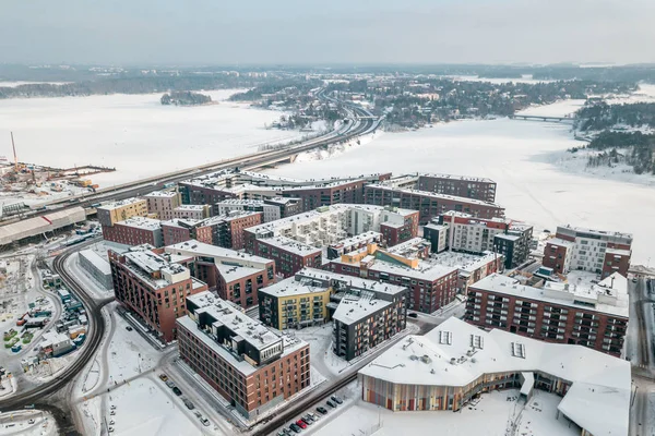 Luchtfoto Van Nieuwe Wijk Van Helsinki Kalasatama — Stockfoto