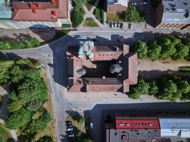 Aerial view of City Hall in Lahti, Finland. 