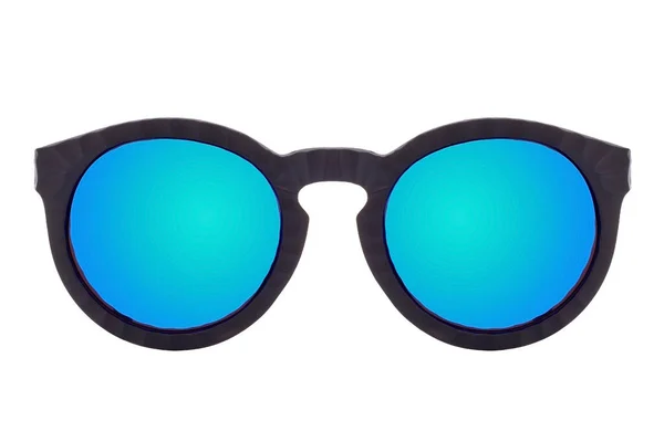 Schwarze Sonnenbrille Mit Blauer Spiegelgläser Isoliert Auf Weißem Hintergrund — Stockfoto