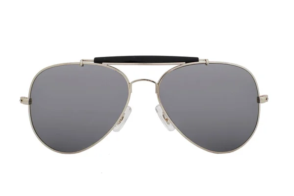 Silver Solglasögon Med Spegel Lins Isolerad Vit Bakgrund — Stockfoto