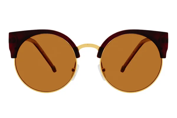 白色の背景に隔離された茶色のレンズを持つサングラス — ストック写真