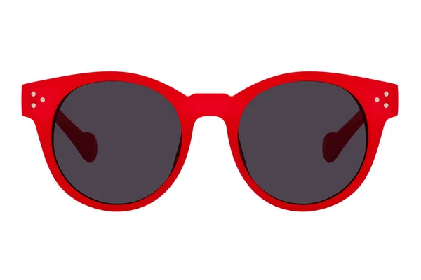 Czerwone Okulary Przeciwsłoneczne Czarną Soczewką Białym Tle — Zdjęcie stockowe